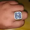 12ct Asscher Cut White Sapphire Matte Bold Men's Ring