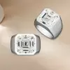 12ct Asscher Cut White Sapphire Matte Bold Men's Ring