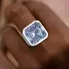 12ct Asscher Cut White Sapphire Matte Bold Men's Ring