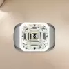 12ct Asscher Cut White Sapphire Matte Bold Men's Ring
