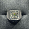 12ct Asscher Cut White Sapphire Matte Bold Men's Ring