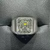 12ct Asscher Cut White Sapphire Matte Bold Men's Ring
