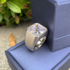 12ct Asscher Cut White Sapphire Matte Bold Men's Ring