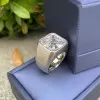 12ct Asscher Cut White Sapphire Matte Bold Men's Ring