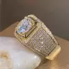 3.8ct Round Cut White Sapphire Paved Bold Men's Ring