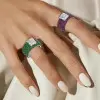 6.5ct Radiant Cut White Sapphire Bold Paved Ring