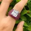 6.5ct Radiant Cut White Sapphire Bold Paved Ring