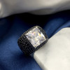 6.5ct Radiant Cut White Sapphire Bold Paved Ring