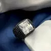 6.5ct Radiant Cut White Sapphire Bold Paved Ring