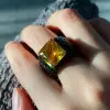 6.5ct Radiant Cut Yellow Sapphire Bold Paved Ring