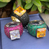 6.5ct Radiant Cut White Sapphire Bold Paved Ring