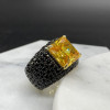 6.5ct Radiant Cut Yellow Sapphire Bold Paved Ring