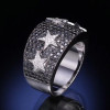Two Tone Paved Star Bold Men's Ring