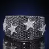 Two Tone Paved Star Bold Men's Ring
