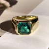 4ct Asscher Cut White Sapphire Men's Signet Ring
