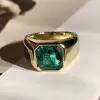 4ct Asscher Cut White Sapphire Men's Signet Ring