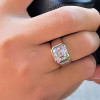4ct Asscher Cut White Sapphire Men's Signet Ring