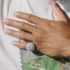Round Cut White Sapphire Paved Bold Men's Ring