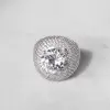 Round Cut White Sapphire Paved Bold Men's Ring