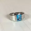 2.5ct Emerald Cut Aquamarine Men's Ring