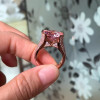 10.4ct Round Cut Pink Sapphire Bold Allover Paved Ring