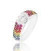 Round Cut White and Rainbow Sapphire Men's Ring