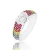 Round Cut White and Rainbow Sapphire Men's Ring