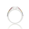Round Cut White and Rainbow Sapphire Men's Ring