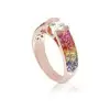Round Cut White and Rainbow Sapphire Men's Ring
