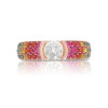 Round Cut White and Rainbow Sapphire Men's Ring