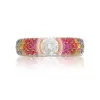 Round Cut White and Rainbow Sapphire Men's Ring