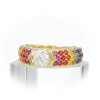 Round Cut White and Rainbow Sapphire Men's Ring