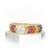 Round Cut White and Rainbow Sapphire Men's Ring