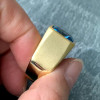 6.8ct Radiant Cut Blue Zircon Sandblasted Men's Ring