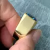 6.8ct Radiant Cut Blue Zircon Sandblasted Men's Ring