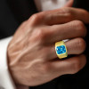 6.8ct Radiant Cut Blue Zircon Sandblasted Men's Ring