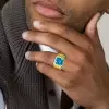 6.8ct Radiant Cut Blue Zircon Sandblasted Men's Ring