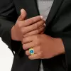 6.8ct Radiant Cut Blue Zircon Sandblasted Men's Ring