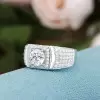 2ct Round Cut White Sapphire Paved Men's Ring