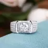 2ct Round Cut White Sapphire Paved Men's Ring