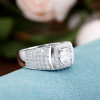 2ct Round Cut White Sapphire Paved Men's Ring