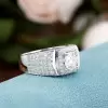 2ct Round Cut White Sapphire Paved Men's Ring