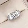 2ct Round Cut White Sapphire Paved Men's Ring