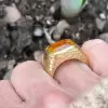 10ct Yellow Sapphire Hammered Finish Cocktail Ring