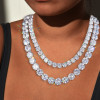 10MM Round Cut White Sapphire Tennis Necklace