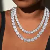 10MM Round Cut White Sapphire Tennis Necklace