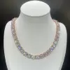 10MM Round Cut White Sapphire Tennis Necklace