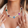 30ctw Pear Cut Multicolor Sapphire Men's Statement Necklace
