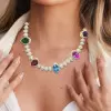 30ctw Pear Cut Multicolor Sapphire Men's Statement Necklace