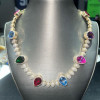 30ctw Pear Cut Multicolor Sapphire Men's Statement Necklace